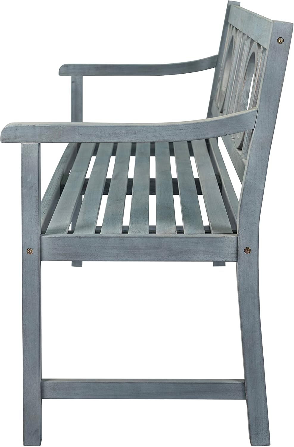 JONATHAN Y BNH104B Apollo 51.2" 3-Seat Circle-Back 600-Lbs Support Acacia Wood Outdoor Garden Patio Bench for Garden, Lawn, Backyard, Pool, Deck, Beach, Firepit, Gray