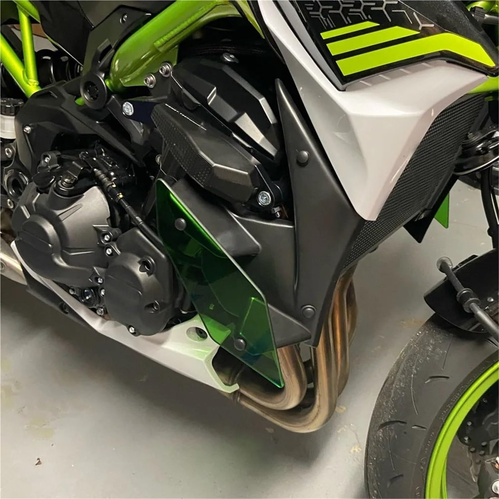 Alerón Motocicleta para para Z900 2020 2021 Piezas De Motocicleta Lado Downforce Desnudo Spoilers Winglet ala Fija Carenado(Green)