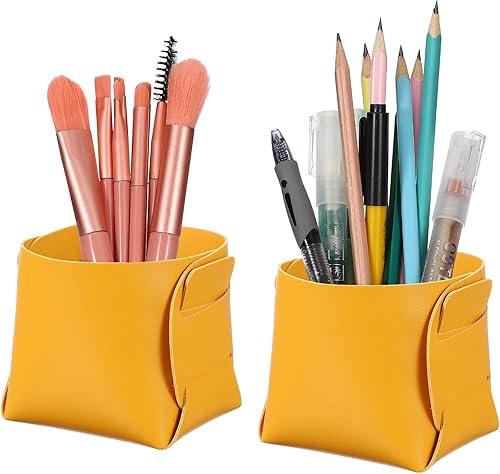 Vista 12 de PATIKIL Paquete de 2 organizadores de escritorio de cuero, soporte de lápiz de cuero, bandeja de valet de joyería, organizador de accesorios