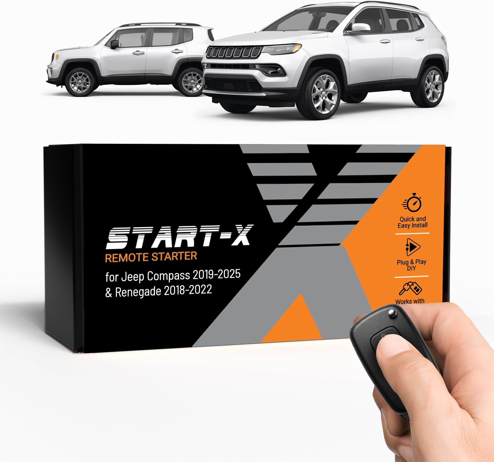 Remote Starter Kit for Jeep Compass (2019, 2020, 2021, 2022, 2023, 2024, 2025) & Renegade (2018-2022) Vehicles | Push-to-Start Ignition | Plug & Play Install | Zero Wire Splicing
