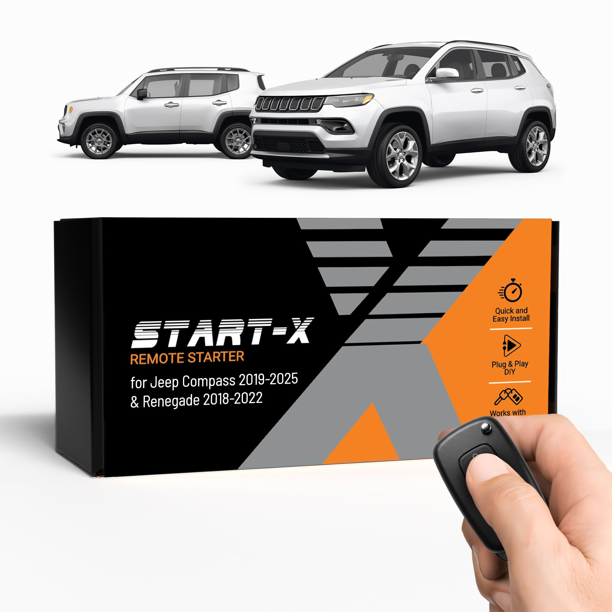 Start-X Remote Starter Kit for Jeep Compass (2019, 2020, 2021, 2022, 2023, 2024, 2025) & Renegade (2018-2022) Vehicles | Push-to-Start Ignition | Plug & Play Install | Zero Wire Splicing