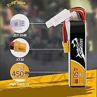 Vista 4 de TATTU Paquete de baterías de alto voltaje 95C 2SLipo de 450mAh 7.6V con enchufe XT30 - Paquete largo para drones pequeños