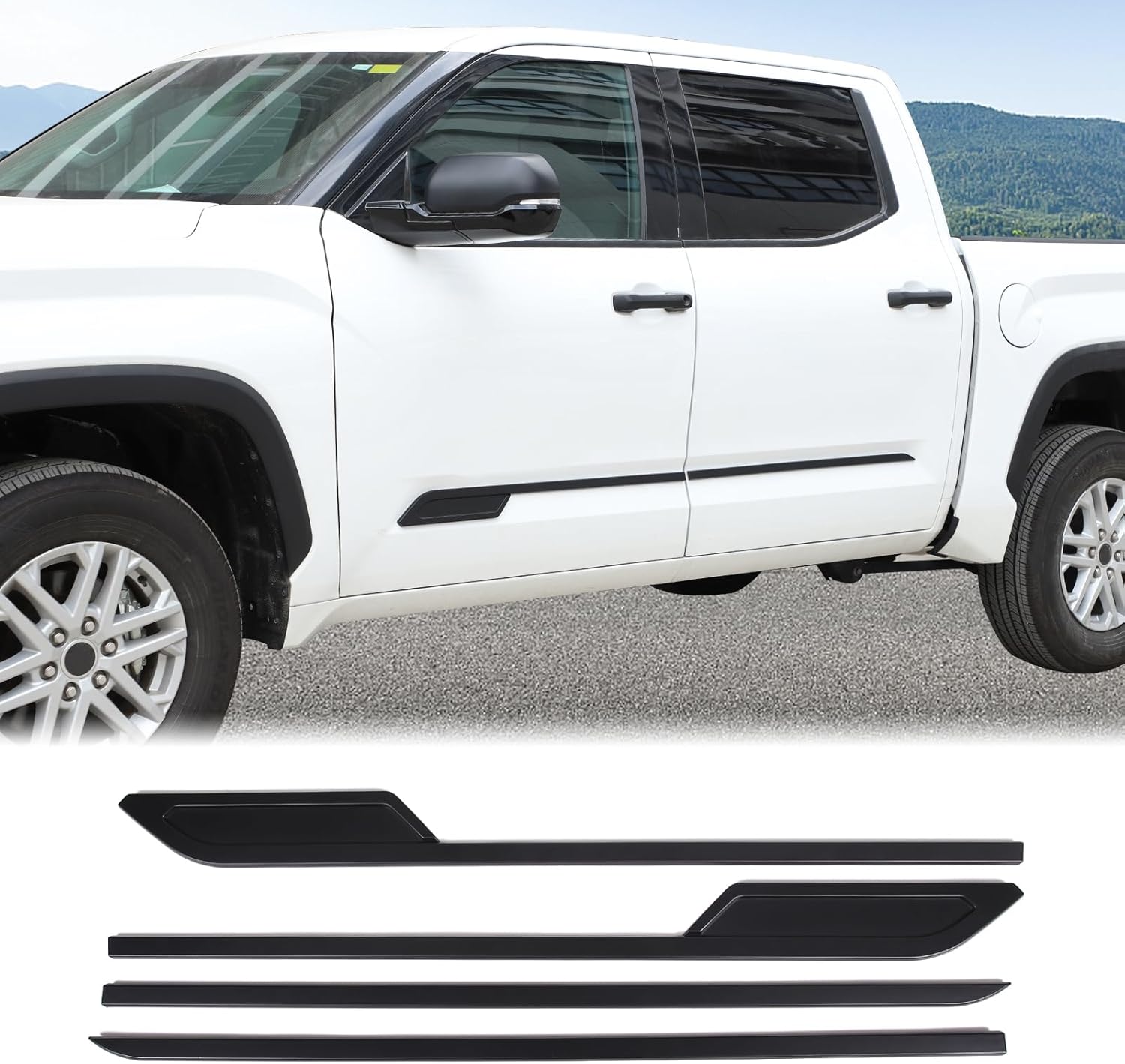 Aunginsy Door Side Molding Trim Strip Cover Compatible with Toyota Tundra 2022 2023 2024 Truck Exterior Body Side Door Molding Guard Panel Decorative Strip Sticker Protection ABS Exterior Accessories