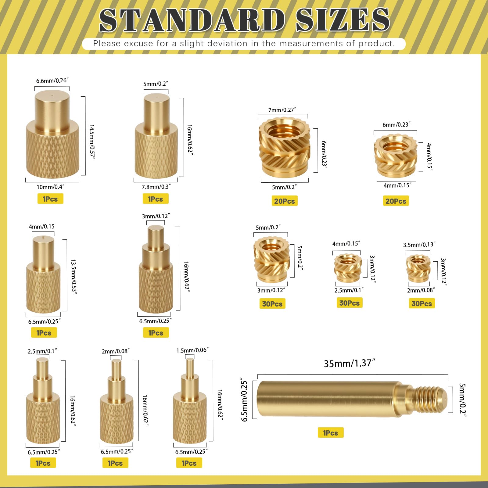 Mardatt 138PCS Brass Threaded Inserts with Heat Set Insert Tips Set - Image 2