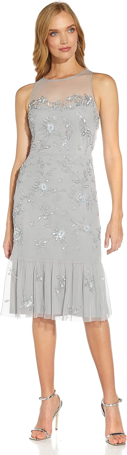 Adrianna Papell Women's Beaded Tea Length Dress - Image 3
