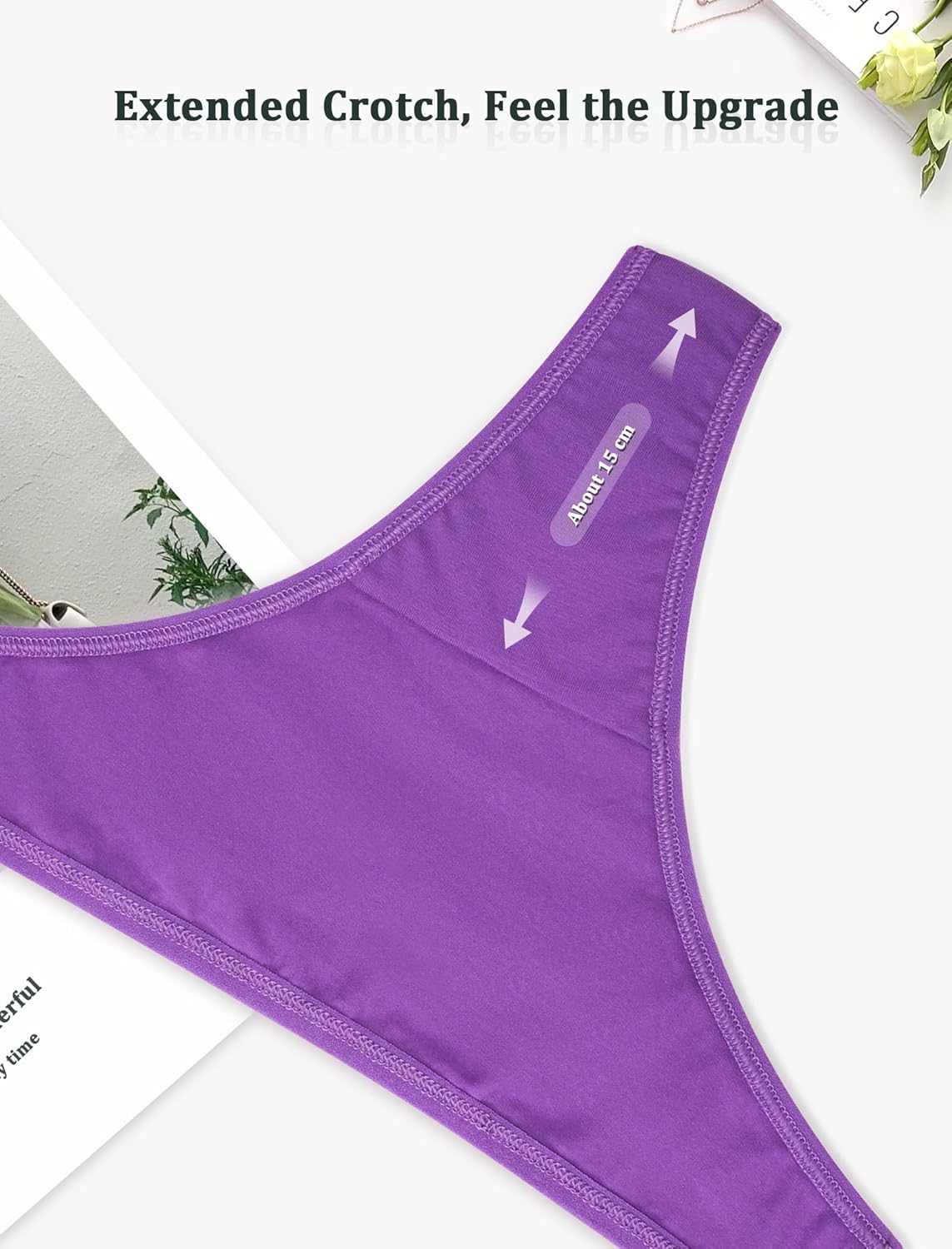 voenxe Women Cotton Thongs Underwear,Breathable Soft Panties,Ladies Workout Undies Comfortable,Athletic Tangas Stretch 5 Pack - Image 4