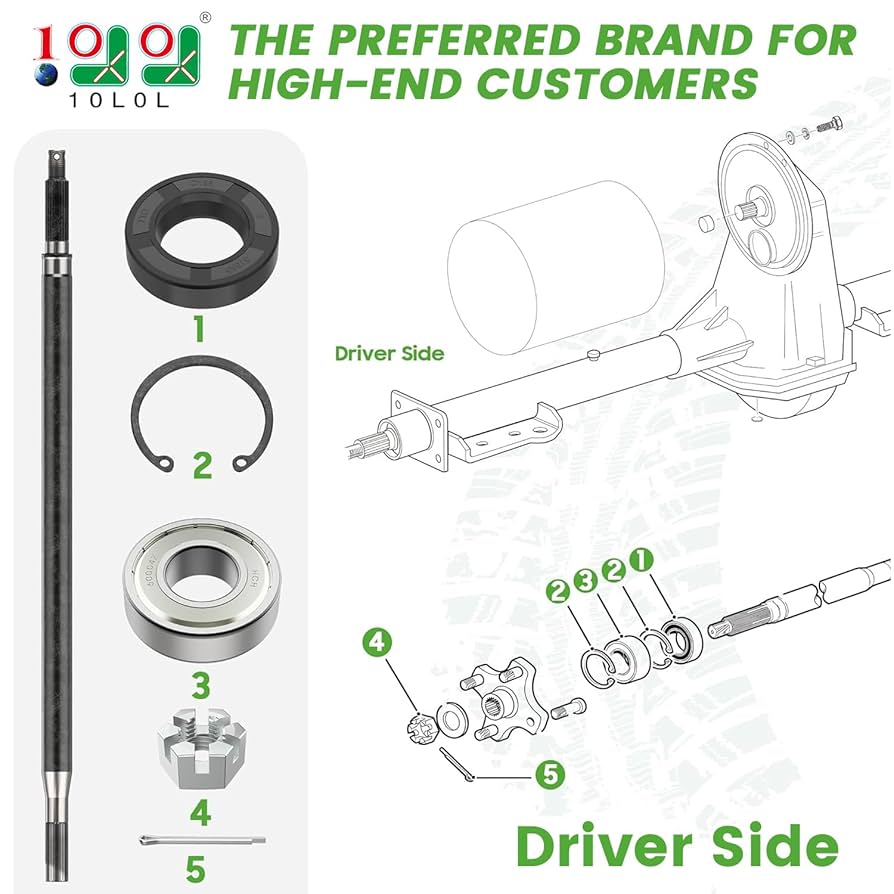 10L0L Golf Cart Driver Side Rear Axle Shaft with Bearing