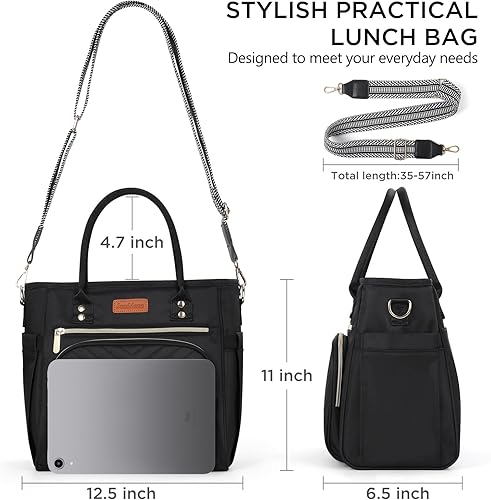 Miniatura 4 de Lonchera térmica para mujeres y hombres con correa para el hombro, portátil, reutilizable, grande, para adultos, para el trabajo, picnic,