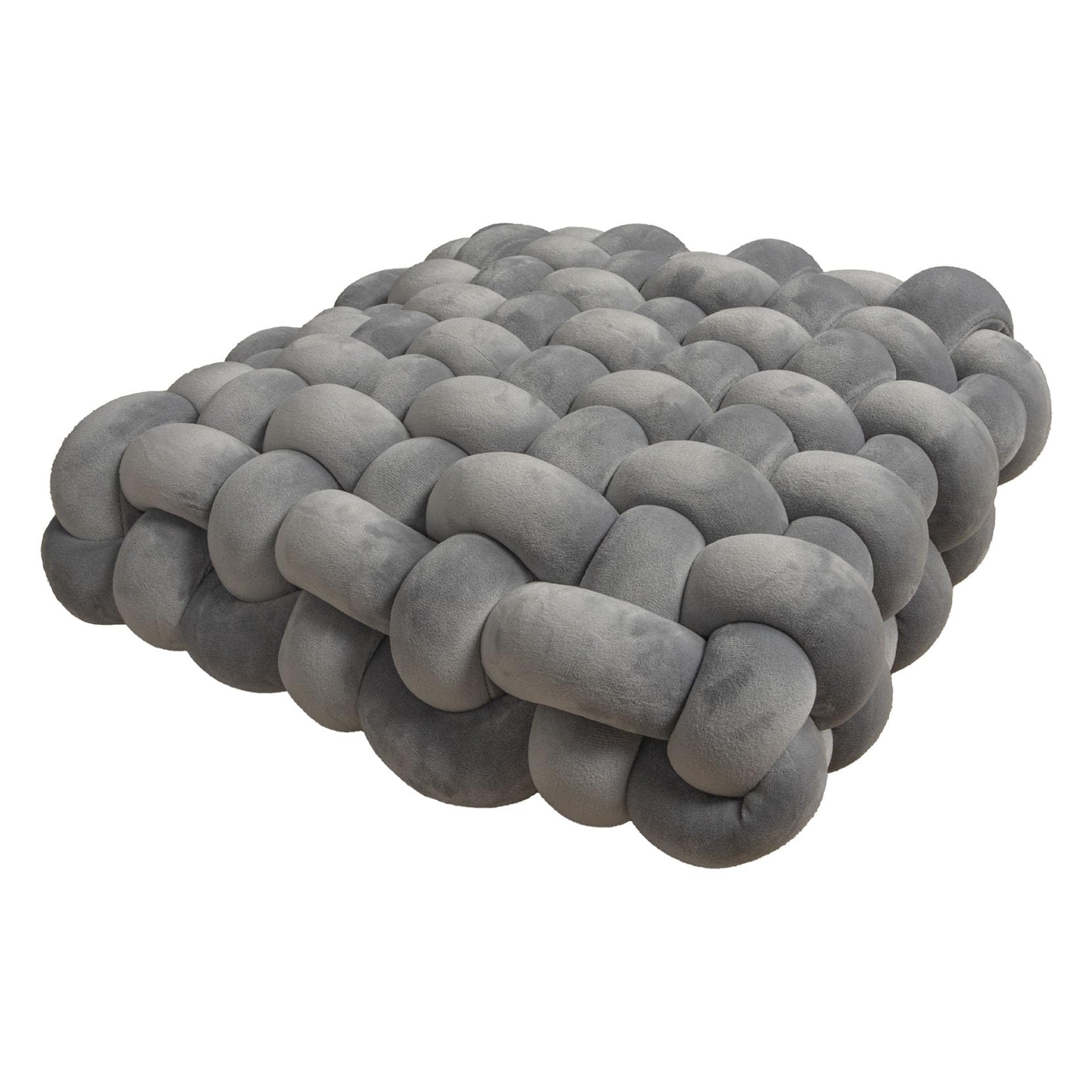 Plüsch-Knotenkissen, handgefertigt, geknotet, sensorisches Kissen, weiches Bouclé, quadratisches Plüsch-Rückenlehne, Bodenkissen für Zuhause, Sofa, Schlafzimmer, Büro, Dekor (Grau B, M (33 x