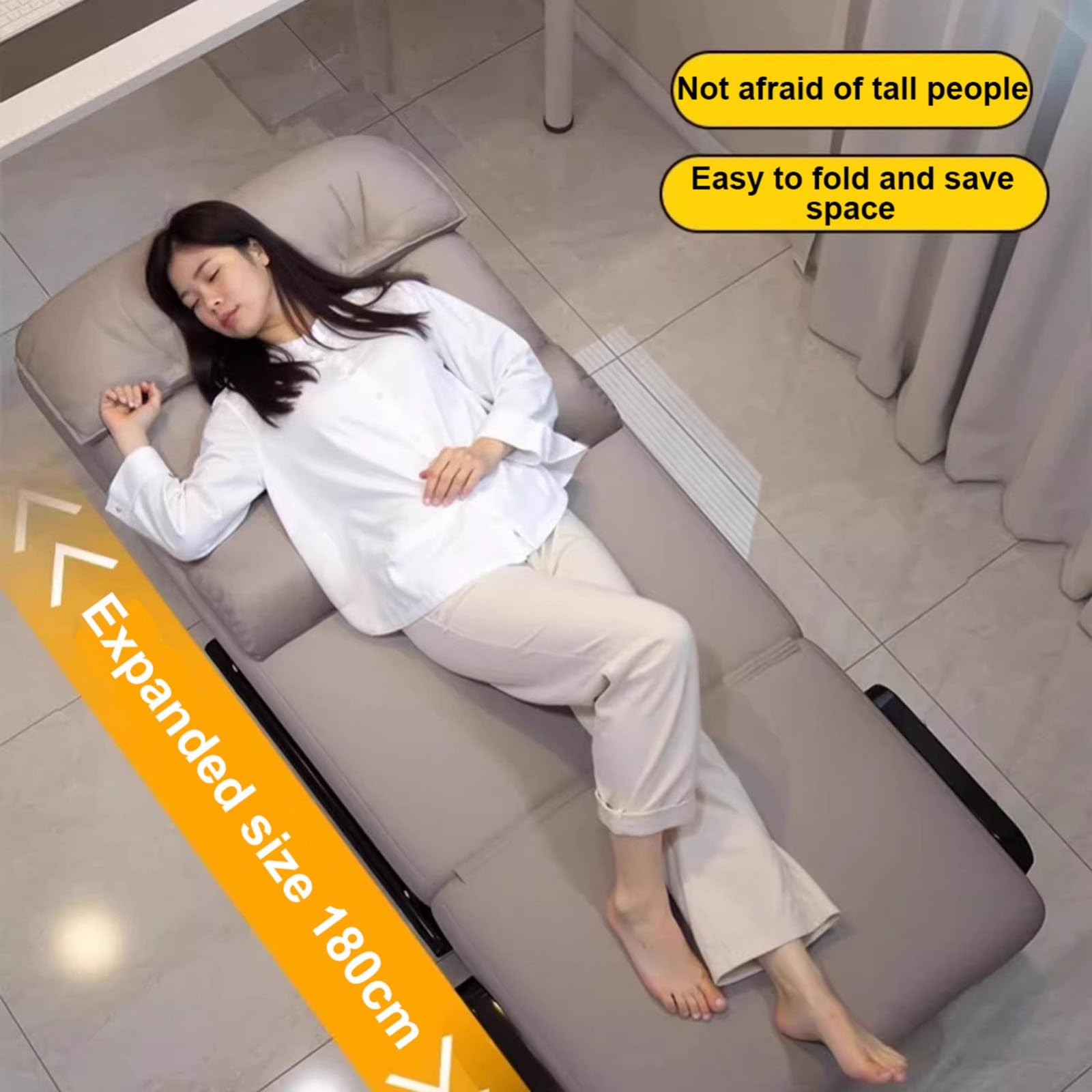 Poltrona Salotto Relax Imbottita,Poltrona Moderna con Braccioli e Schienale Reclinabile Regolabile,Poltrona Letto Pieghevole 2 in 1 per Seduta e Riposo,per Ufficio N,75CM