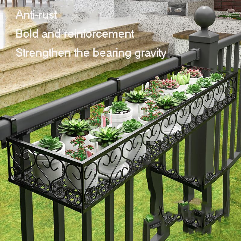 Balkon plantenpot, balkon bloempot, balkon bloemenrek hangende bloempot hanger hangende smeedijzeren hek indoor vensterbank sappige plank(Suitable for 6.5cm Railing