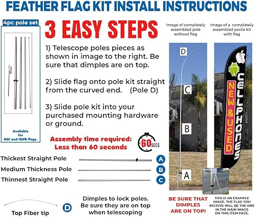 Miniatura 4 de Banner publicitario de tiendas de teléfonos móviles "Teléfonos celulares nuevos y usados" Bandera de plumas Swooper - (bandera de repuesto