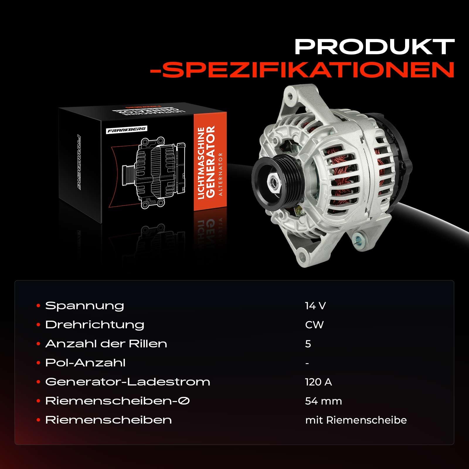 Frankberg Lichtmaschine Generator 120A 0124425009