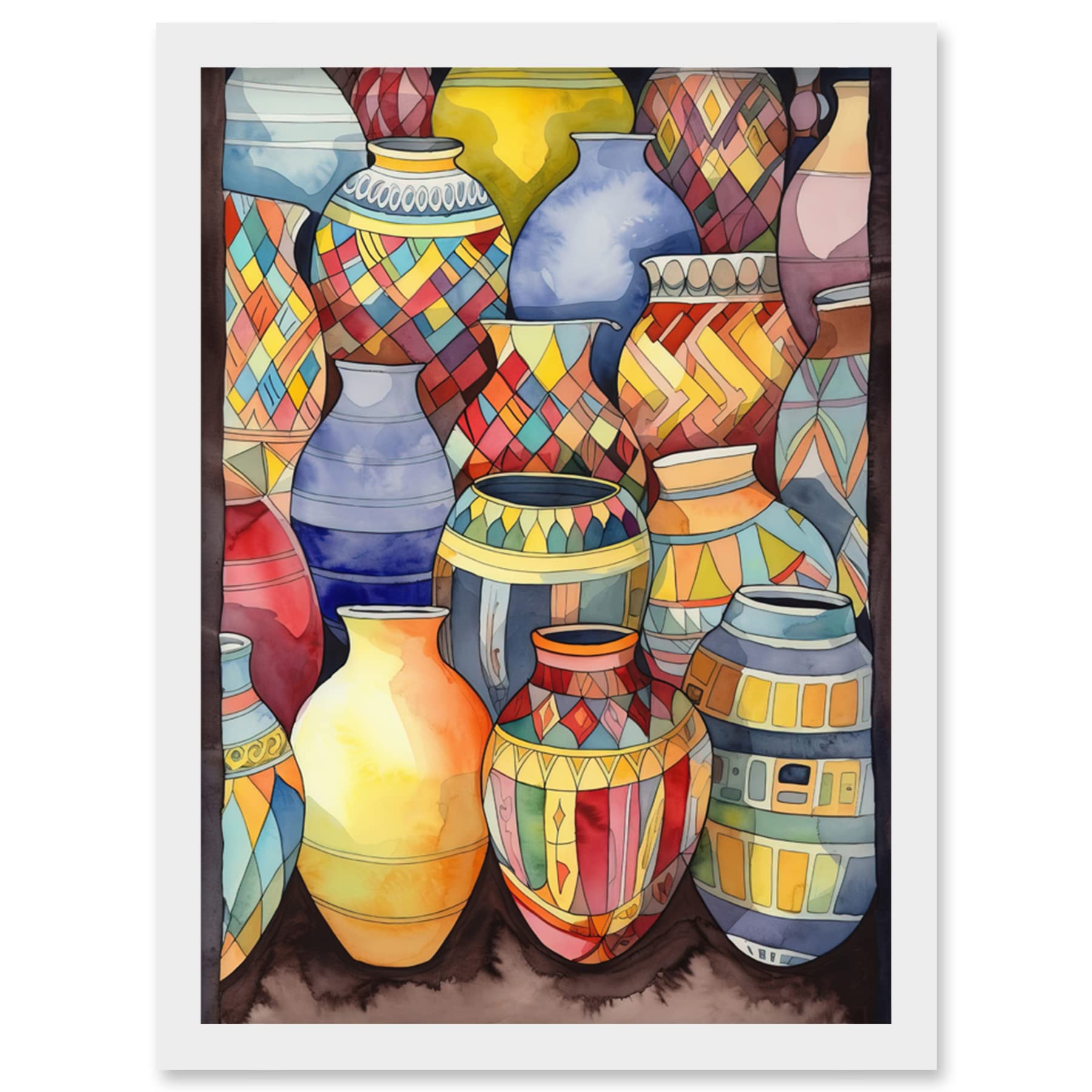 Artery8 - Framed Wall Art Print - Folk Art Artwork - A4