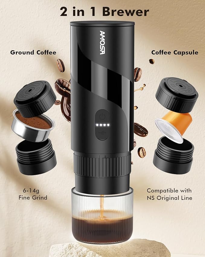 Cafetera Portátil Eléctrica con Molinillo y Espumador Incluidos 2 Tazas miniatura 2