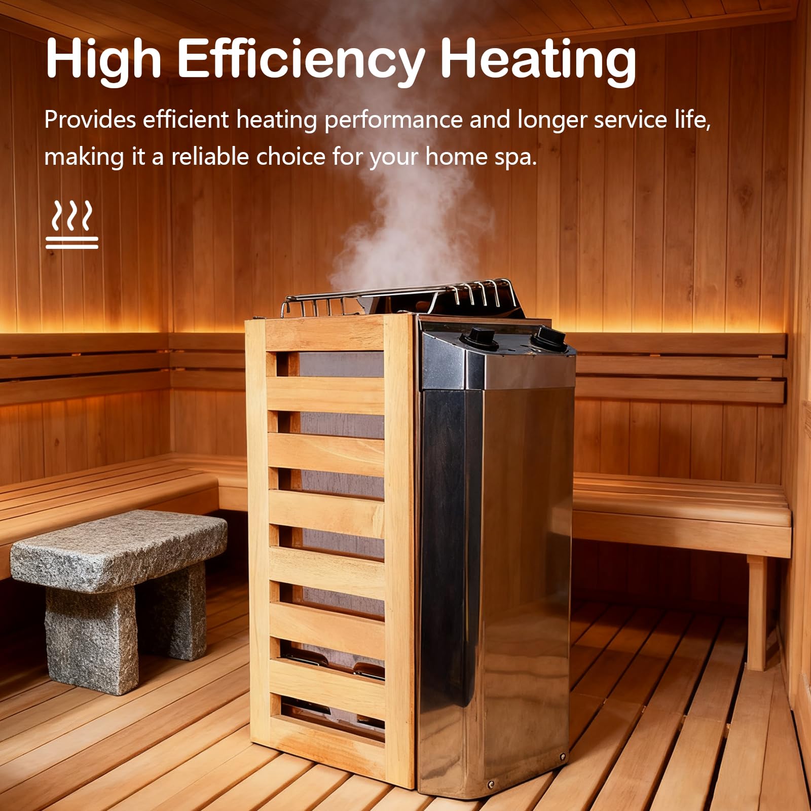 Calentador Sauna Eléctrico 3,6 Kw Acero Inoxidable Controlador Digital Temporizador 3 Horas Pared