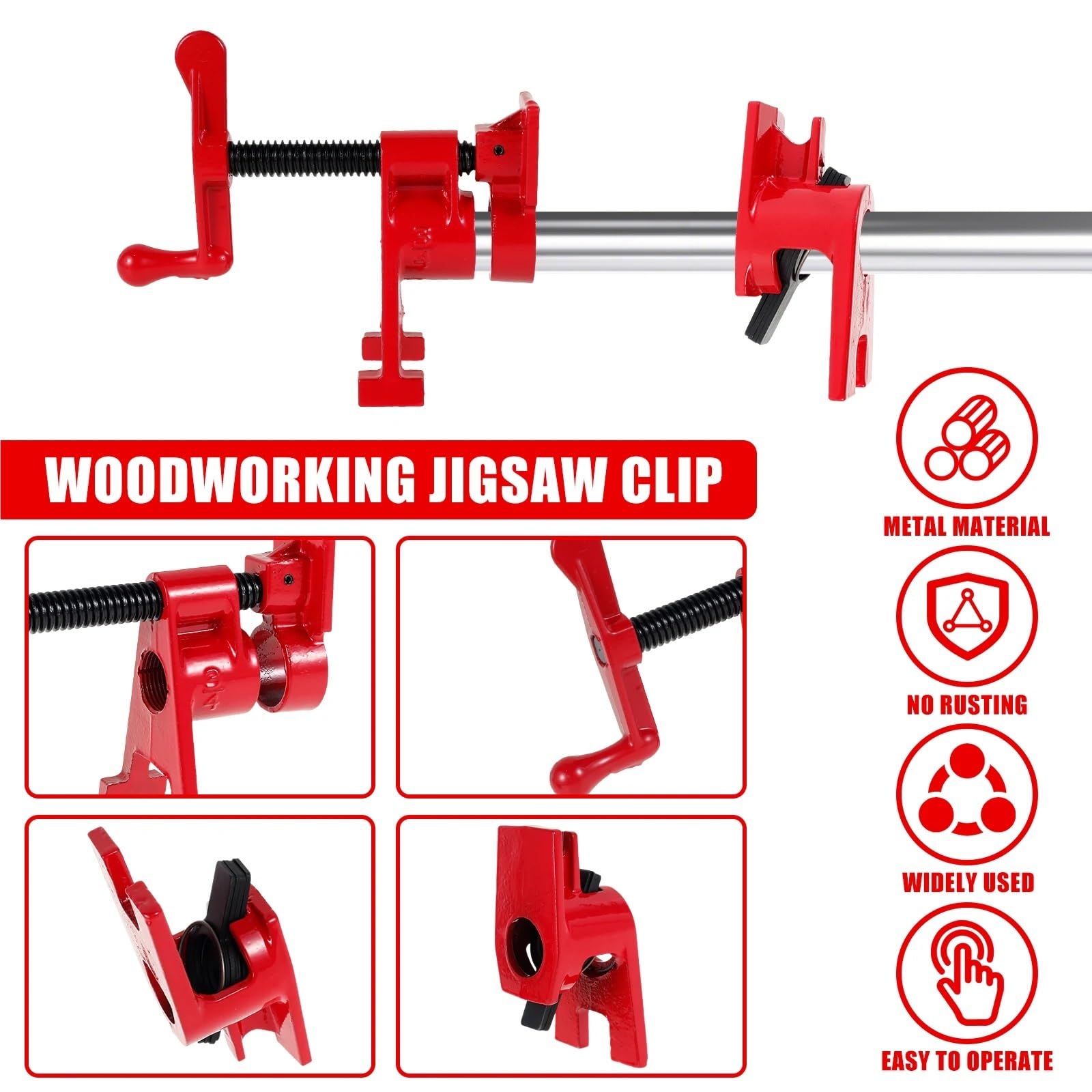 Juego de 2 abrazaderas for tubos madera 3/4", ajustables, resistentes, hierro fundido, liberación rápida, for carpintería y mejoras del hogar Para máquinas CNC(A)