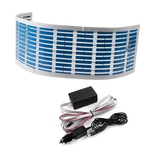 keeda Sonido Música Activar Sensor Coche Auto Pegatina LED Ecualizador Luz Resplandor Luz LED Audio Voz Ritmo Lámpara (Azul, 35.4x9.8 in)
