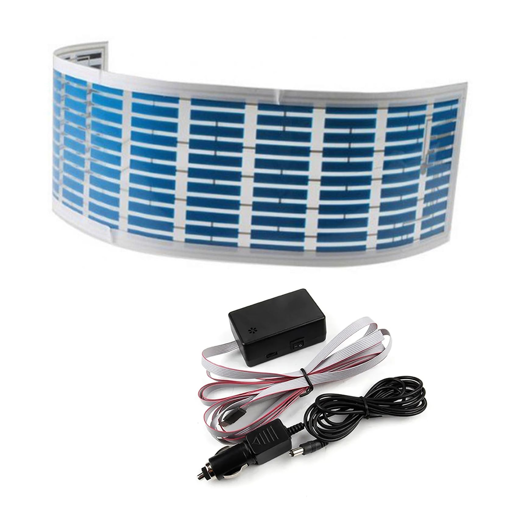 keeda Czujnik aktywacji dźwięku, muzyka, naklejka samochodowa, korektor światła LED, światło LED, dźwięk, rytm głosu, 90 x 10 cm, niebieska