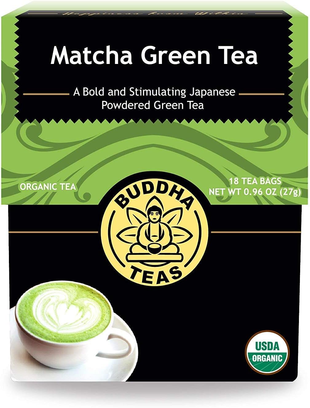 โ Buddha Teas - Organic Matcha Green Tea - For Health & Wellbeing - Organic Tea - With Antioxidants & Minerals - Clean Ingredients - Caffeinated - OU Kosher & Organic - 18 Tea Bags (Pack of 1)