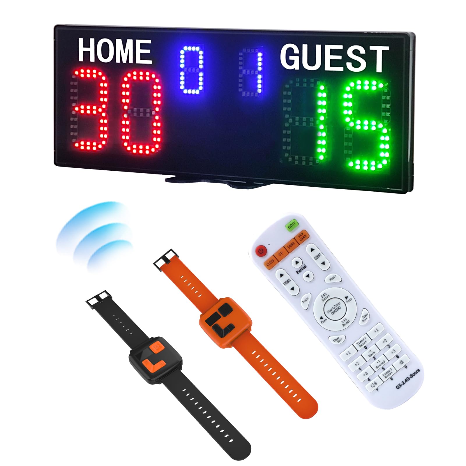 Ousmile Electronic Scoreboard, Portable Digital Scoreboard with Remote, Tennis Score and Normal Score, Basketbal Scoreboard with Wrist-Watches, Score Keeper for Ping Pong Football Baseball