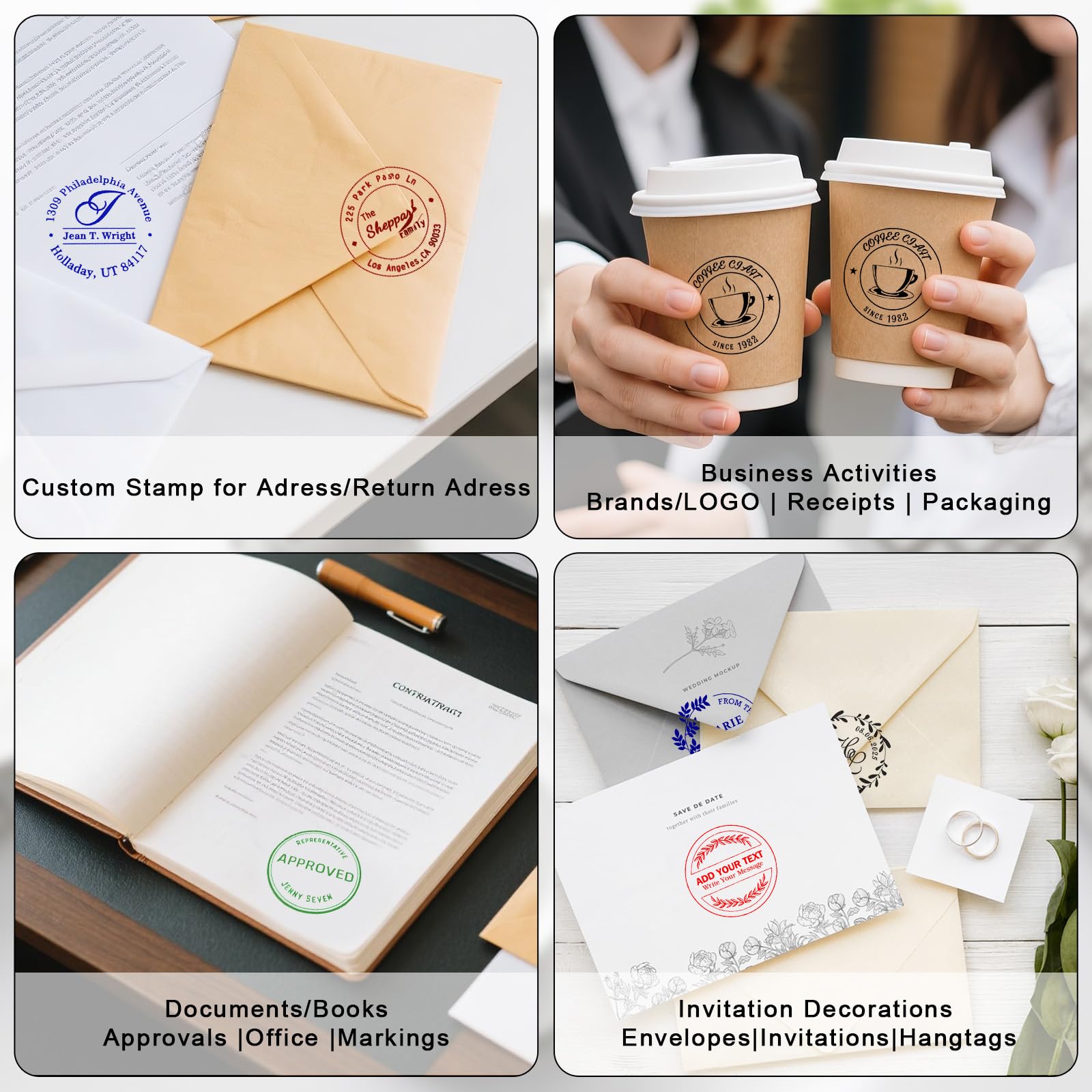 Custom Logo Stamp - Personalised Self Inking Stamps - Custom Ink Stamp with Logo Name Text for for Book Teacher, Address, Office - Image 3