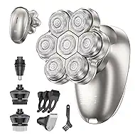 Electric Razor for Men, 7D Magnetic Detachable Electric Head Shaver, IPX7 Waterproof Wet Dry Bald Body Head Shaver, 5-in-1 Head & Body Hair Shavers for Men, for Beard Trimmer,Nose Trimmer, Head (Gray)