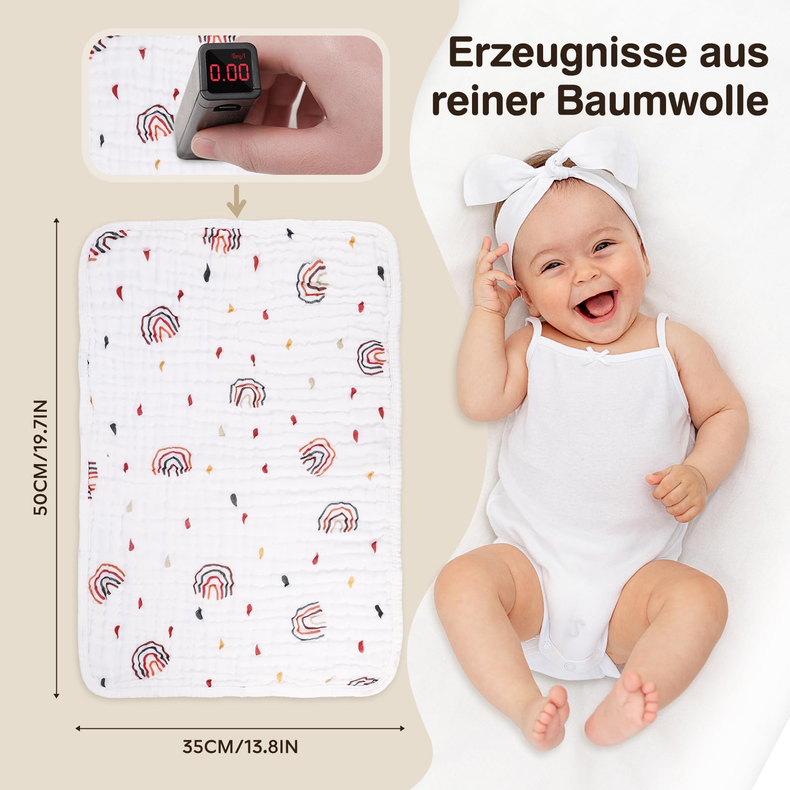 6x Baby Mullwindel Set Baumwolle Spucktücher Stoff Tücher Windeln Mullwindeln On