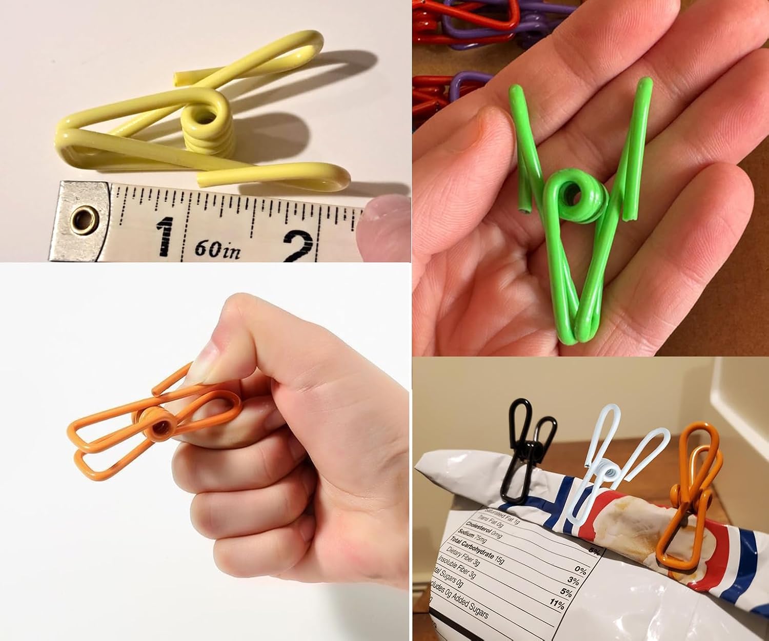 2 Inch Chip Clips Black,Steel Clothes Pins Utility PVC-Coated Steel Clips for Food Package Chips Bag Parper (20, Black)
