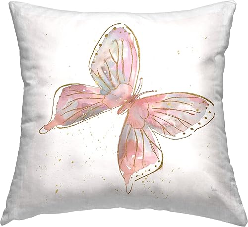 Stupell Industries Nan Throw Pillow, diseño de mariposa monarca rosa, 18 x 18 pulgadas