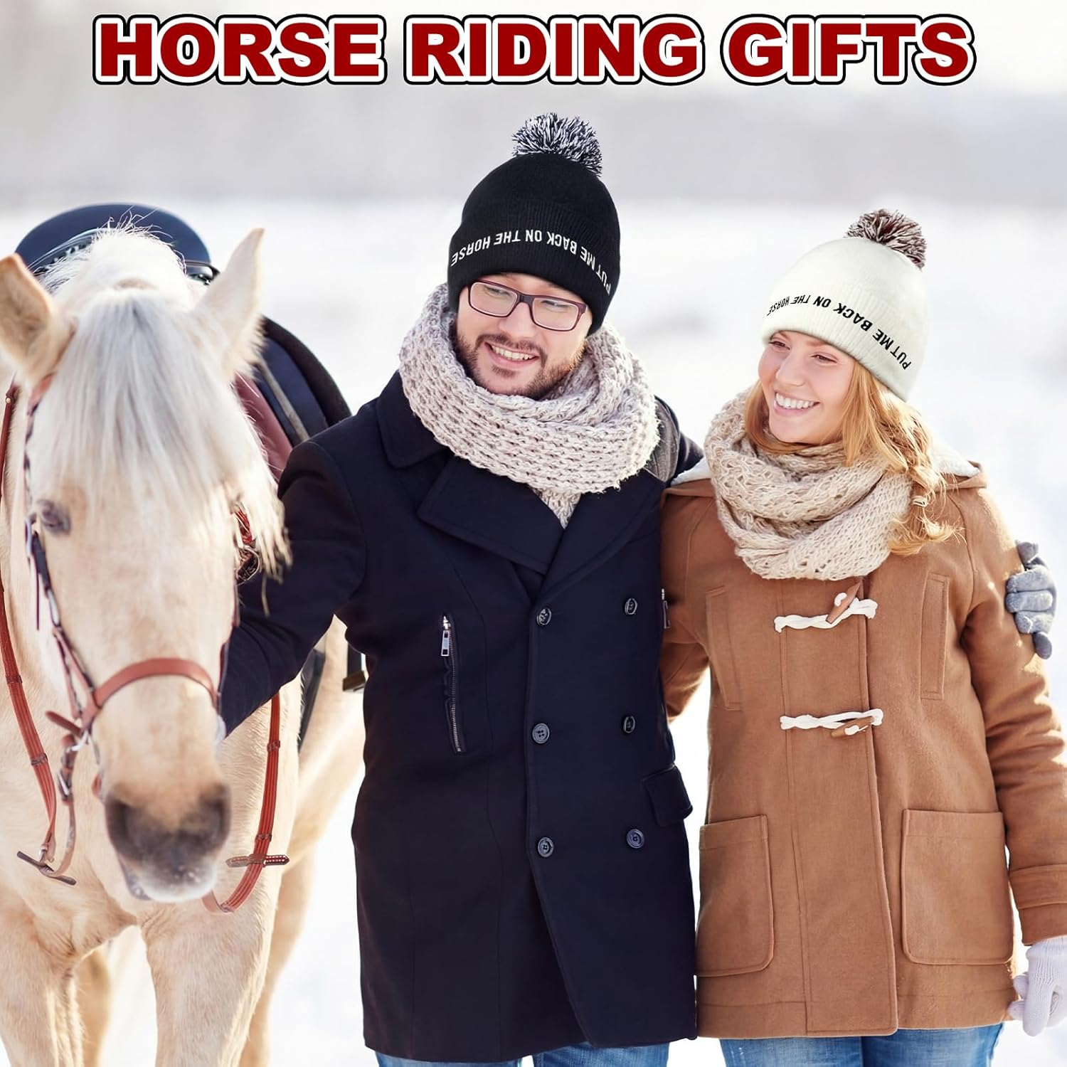 3 Pcs Horse Hat Beanie Caps If You Can Read This Put Me Back on The Horse 3 Colors Thick Knitted Warm Unisex Winter Hat Riding Gifts for Men Women - Image 5