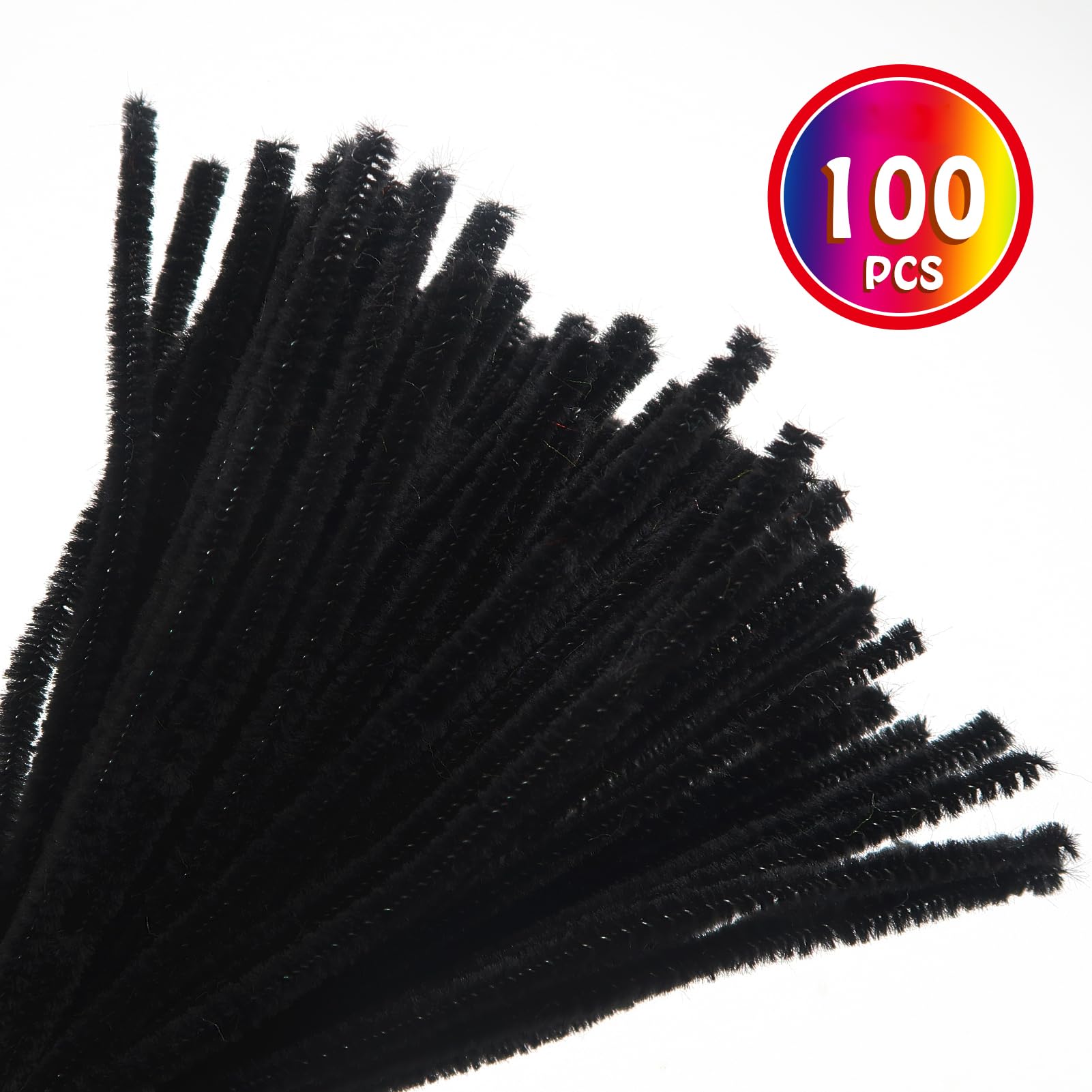 TOAOB 100pcs Black Pipe Cleaners for Craft 30cm Long Chenille Stem 6mm Thick Fuzzy Sticks Craft Supplies for DIY Flowers Projects Home Decorations - Image 3