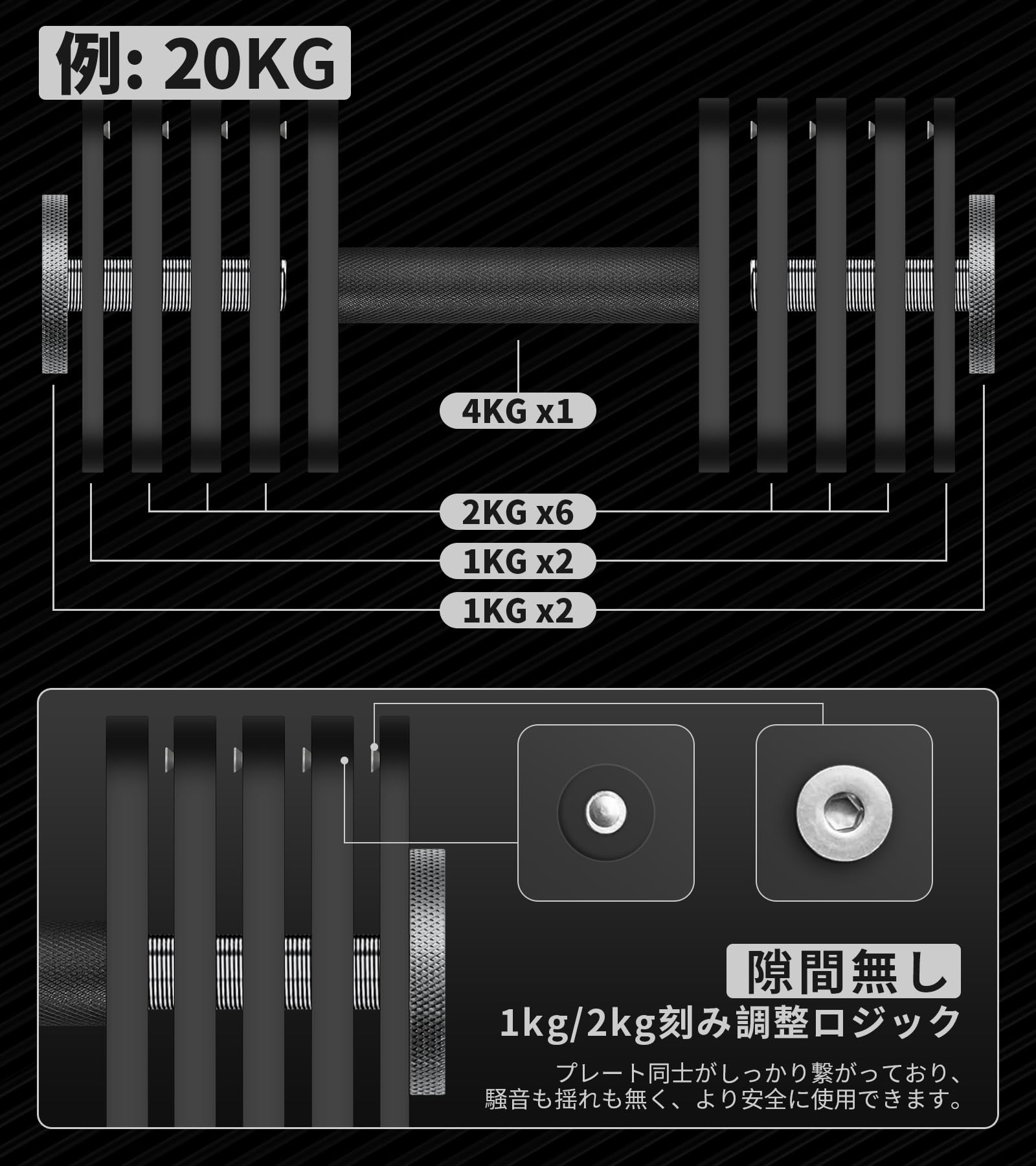 Amazon.co.jp: MOJEER アジャスタブルダンベル 可変式ダンベル 2個