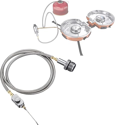 CAMPINGMOON CAG 600 Adaptador de estufa de antorcha de propano con manguera de extensión (11.8"30cm), entrada recipiente de válvula lindal EN417,