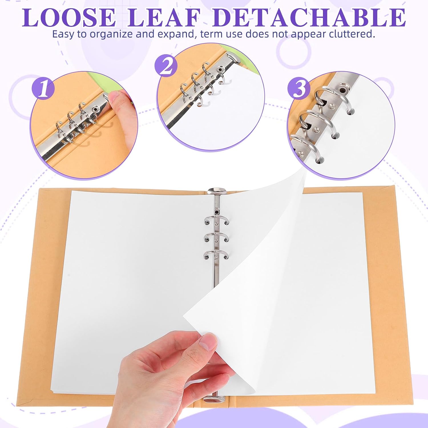 VOSAREA 50 Sheets Double-Sided Release Paper Refills for Sticker Collecting Album - A5 6 Ring Binder Insert Sheets for Sticker Book Organizer