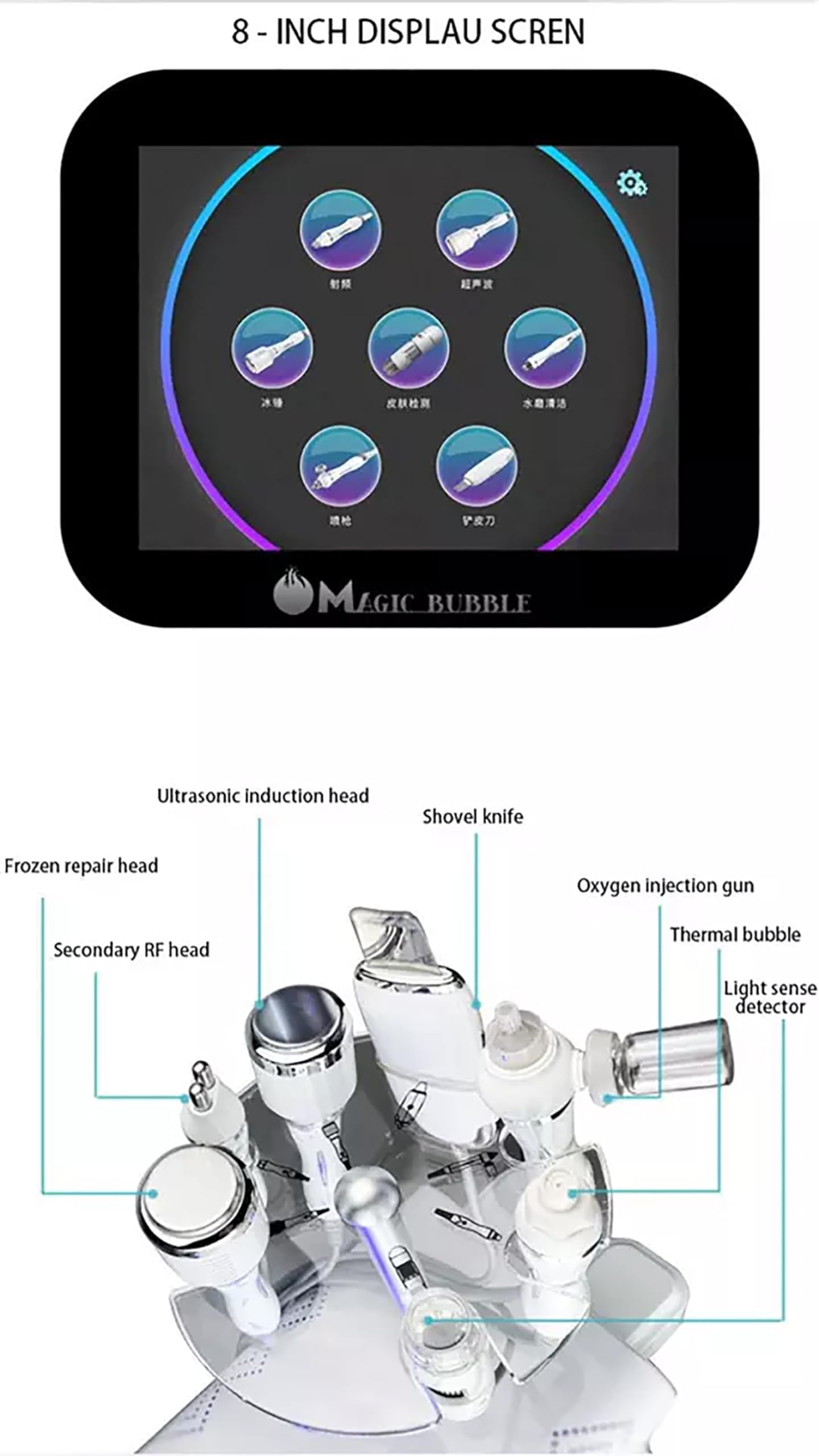 Macchina per Il Viso Hydrogen-O - Un Dispositivo Multifunzionale per la Cura del Viso 7 in 1, Strumenti antietà per rassodare la Pelle, Strumenti per la Cura della Pelle rassodante