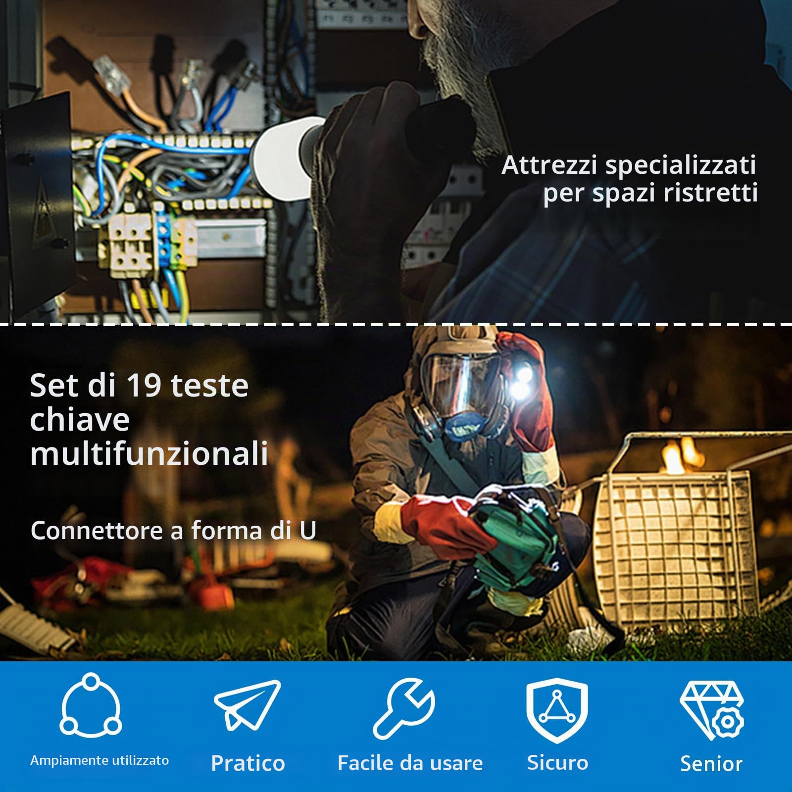 Chiave a Forcella 19 pezzi Set di chiavi a Forcella 19 pezzi con chiave dinamometrica dimensioni 8-32 mm per guida freno e dadi per tubo