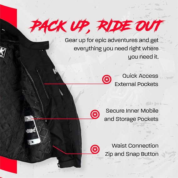 Motorcycle Jacket Men's Riding HWK Textile Racing Motorbike Hi-Vis Biker CE Armored Water Resistant Jackets