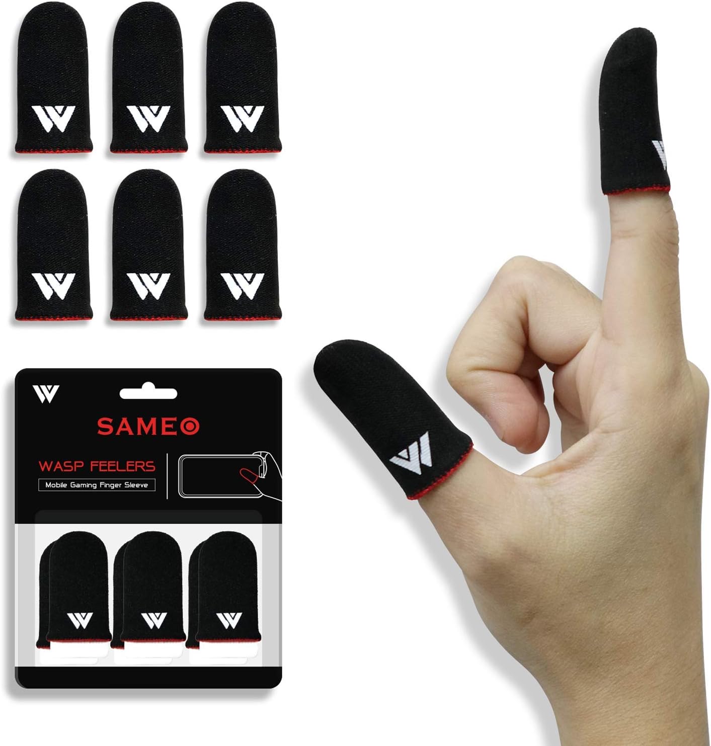 SAMEO Gaming Finger Sleeves for Mobile Game Controllers (Pack of 3 Pair) Anti-Sweat Breathable Seamless Thumb Finger Sleeve for League of Legend, PUBG, Rules of Survival, Knives Out (Black)