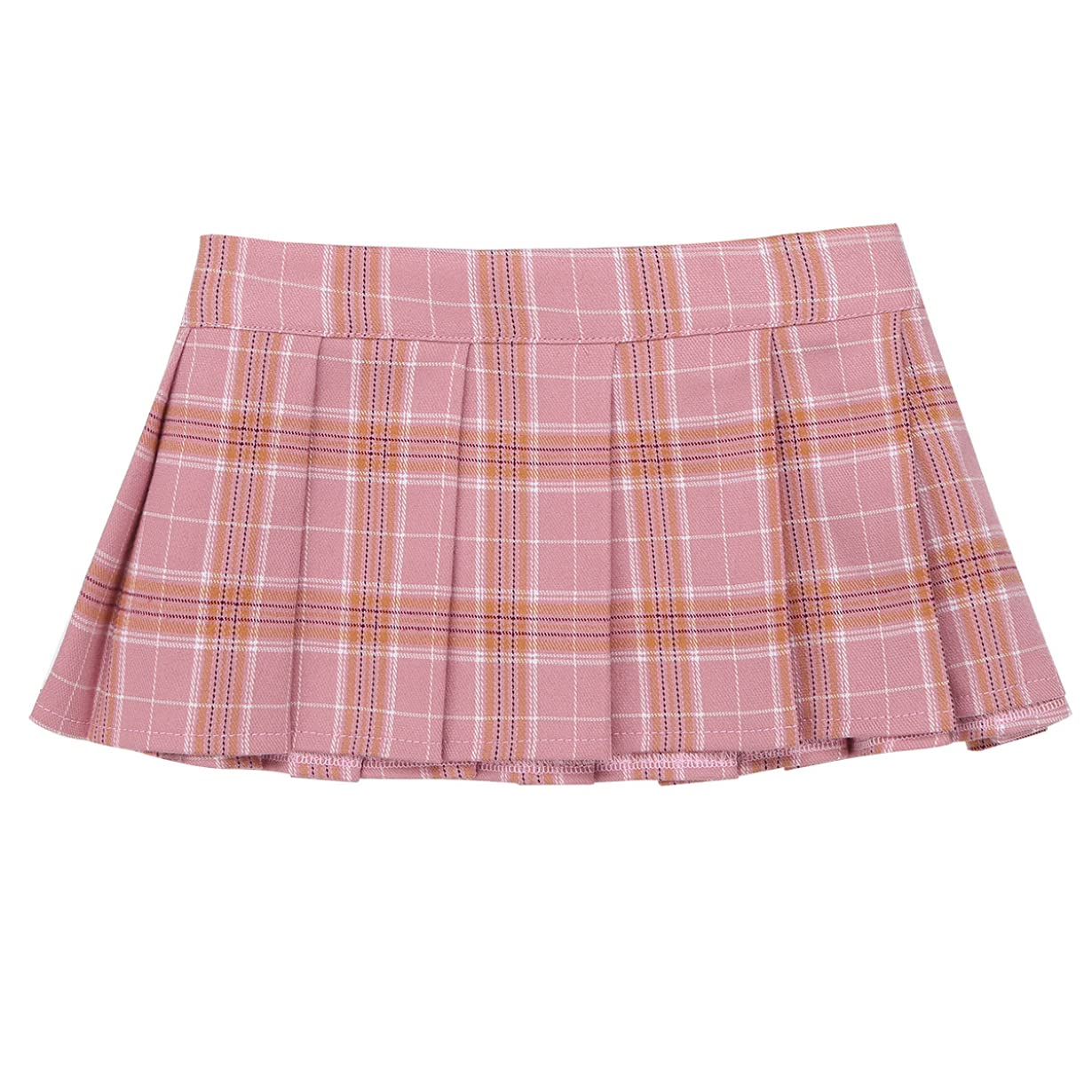 ACSUSS Womens Naughty Schoolgirl Lingerie Set Yes Daddy Letter Printed Tops Mini Plaid Pleated Skirt: One Size Pink