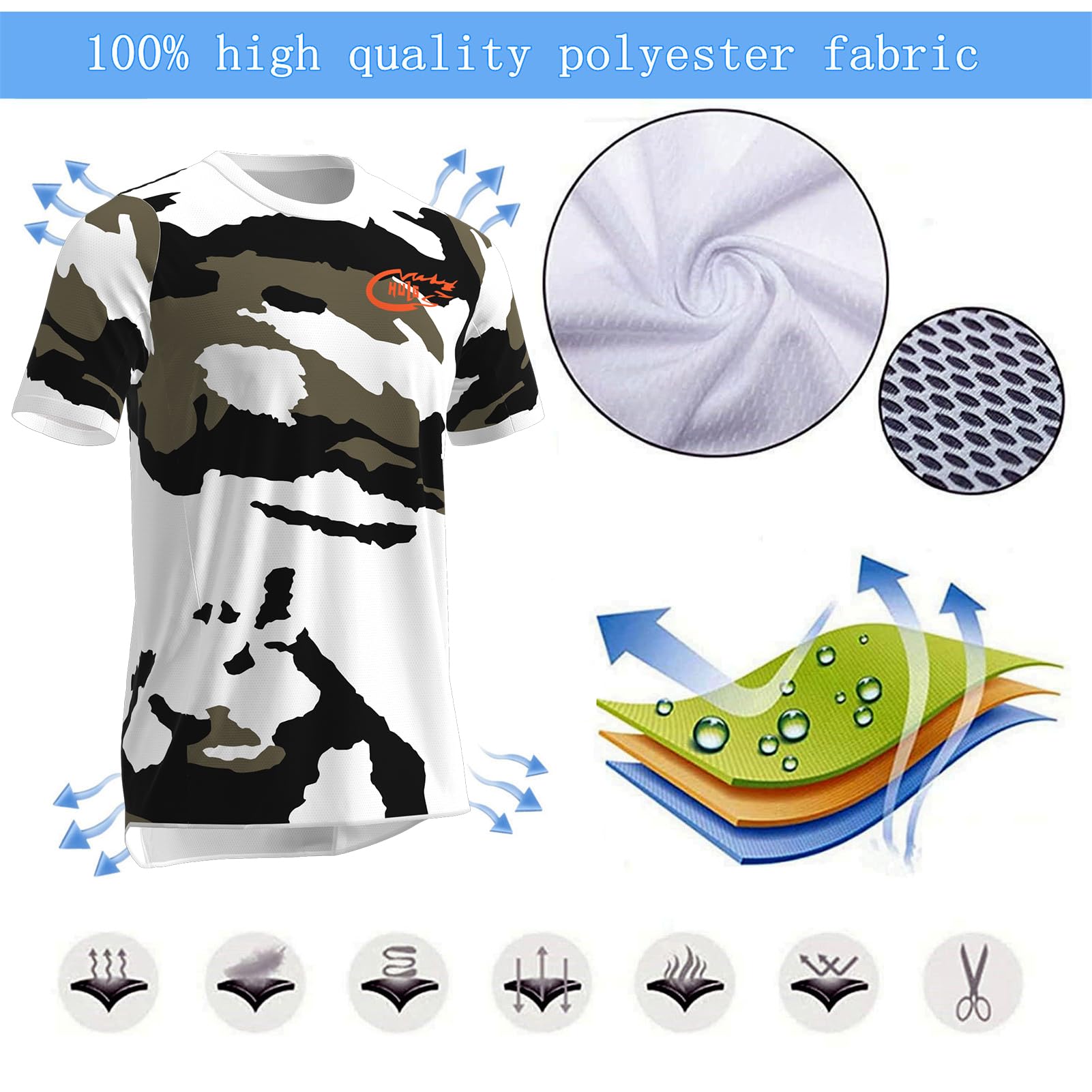 HULG Maglietta da Ciclismo da Uomo,Maglia da Mountain Bike,Maglia da Motocross,Abbigliamento da BMX,Traspirante e ad Asciugatura Rapida