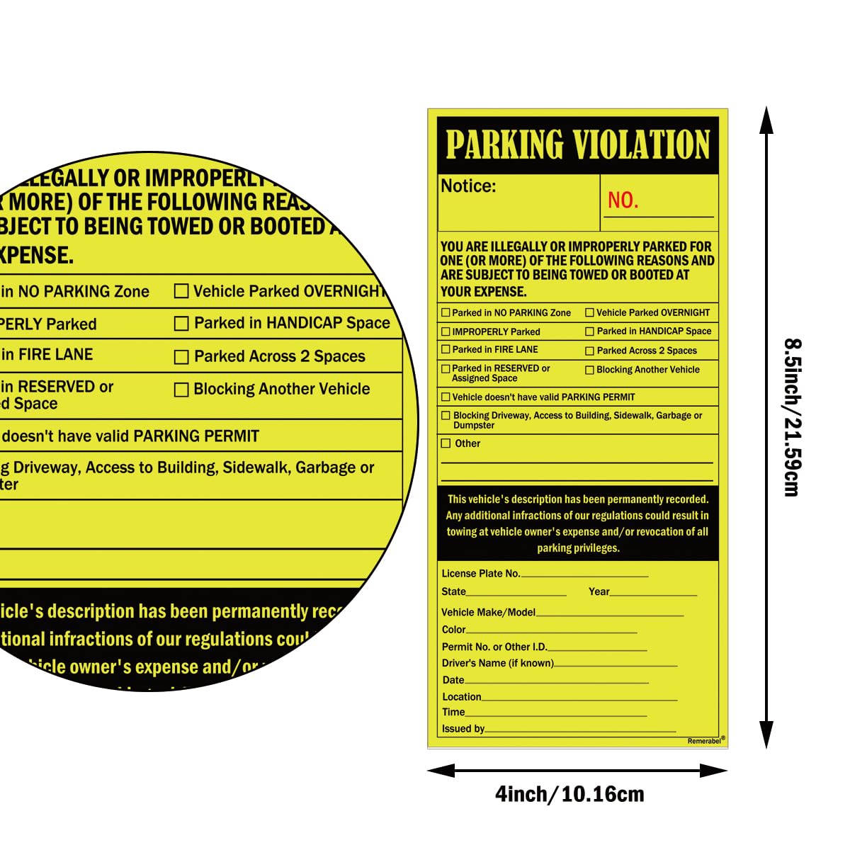 8.5 x 4 inch Joke Parking Violation Ticket 25 Pcs Fake Number Vehicle Illegally Parked Card Funny Tow Warning Notice Parking Violation Humorous Traffic Window Tag (Fake Parking Tickets) - Image 2