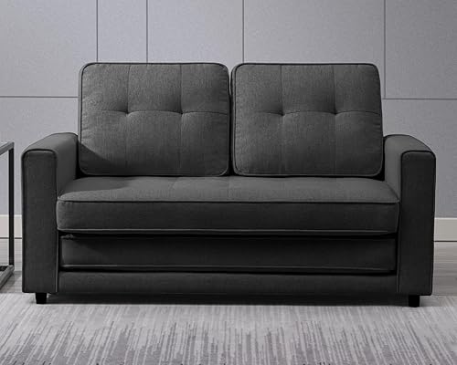 Miniatura 9 de Mjkone Sofá cama convertible 3 en 1 con bolsillos laterales, sofá biplaza, sofá cama extraíble con cuero, sofá de juegos de suelo para sala de