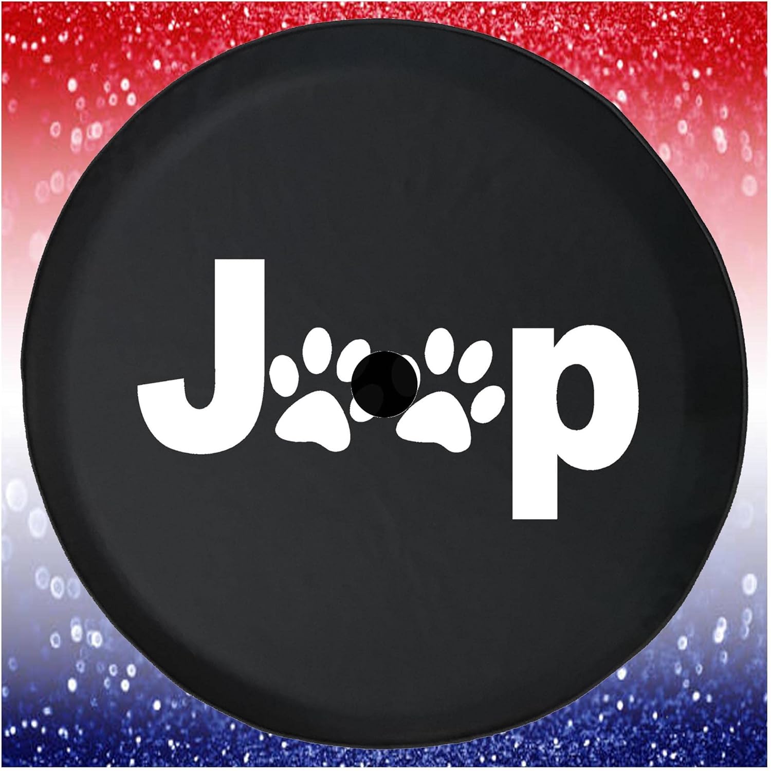JL Spare Tire Covers Dogs and Paw Tire Cover Accessories Black 32 to 33 Inch with Backup Camera Hole