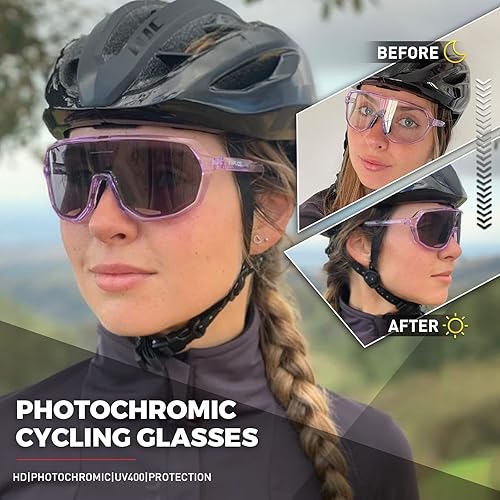 Miniatura 2 de KAPVOE Gafas de ciclismo fotocromáticas para hombres y mujeres gafas de sol deportivas con protección UV