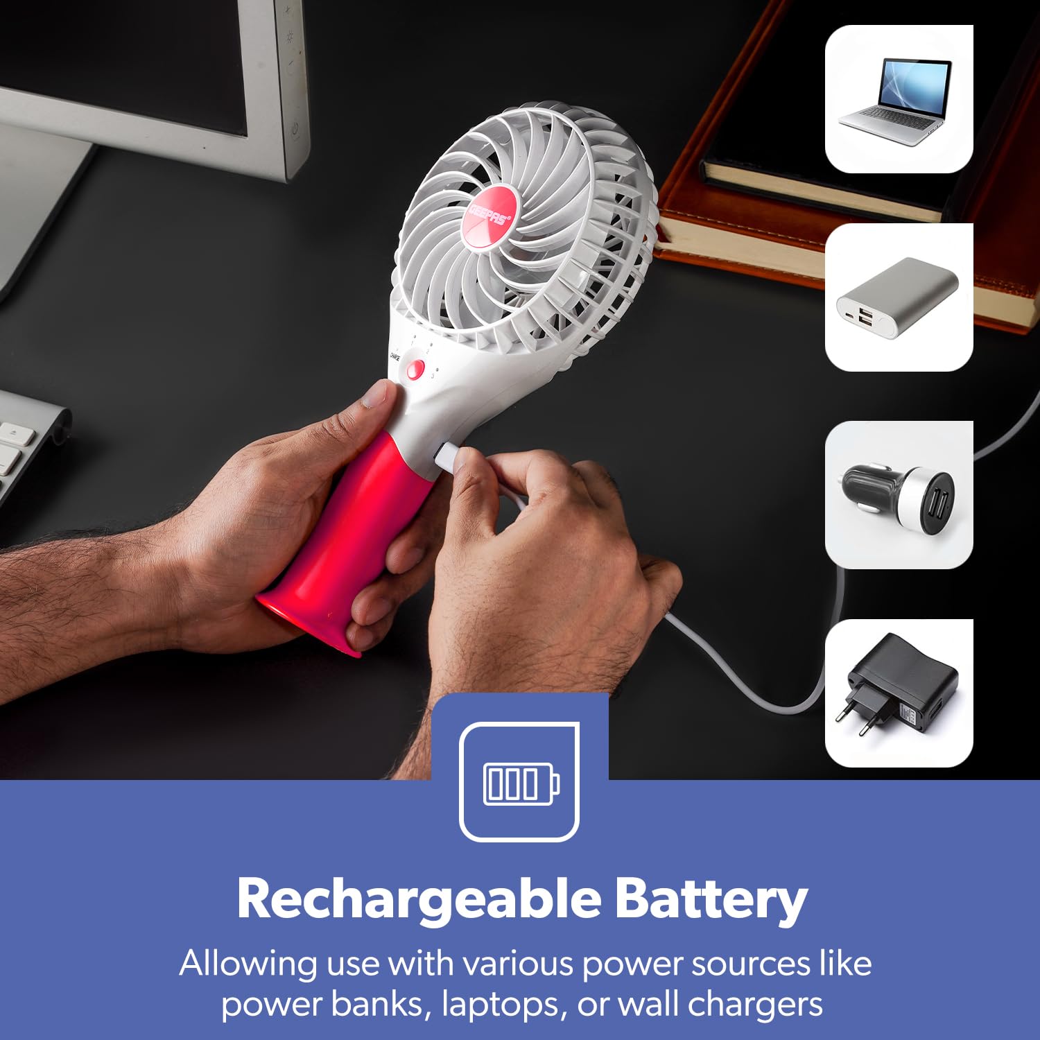 Ventilador De Mano Recargable Usb, Mini Enfriador Portátil | Cuotas Sin Interés