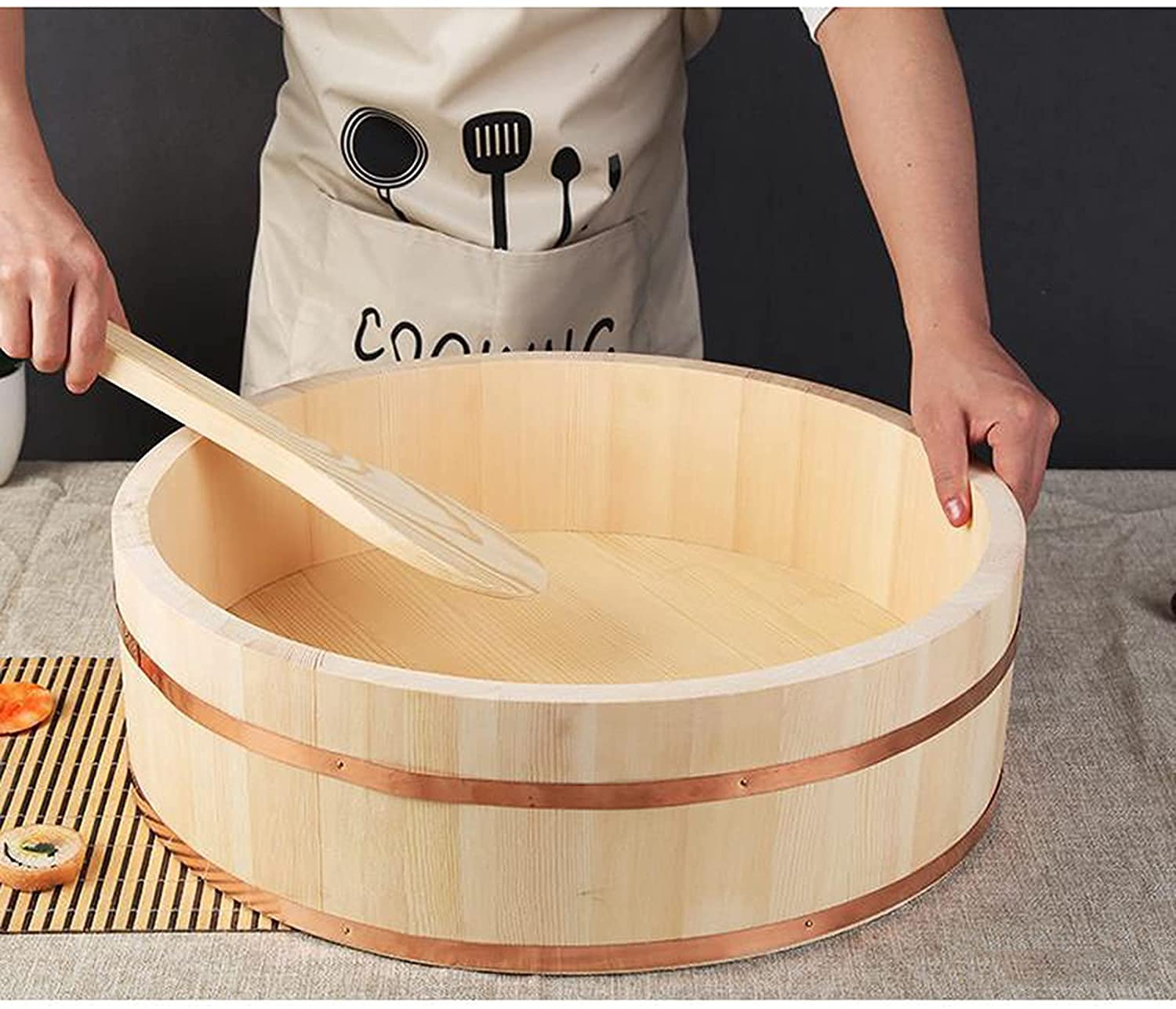 木製寿司桶 ハンギリ　蓋付き Amazon｜木製寿司飯器（蓋付） はんぎり寿司桶 寿司飯桶 レストラン