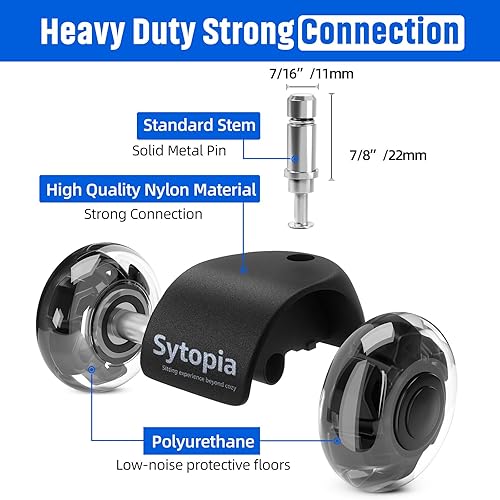 Miniatura 6 de Sytopia Juego de 5 ruedas universales para silla de oficina, ruedas de repuesto de goma de 2 pulgadas para suelos de madera dura y alfombras,