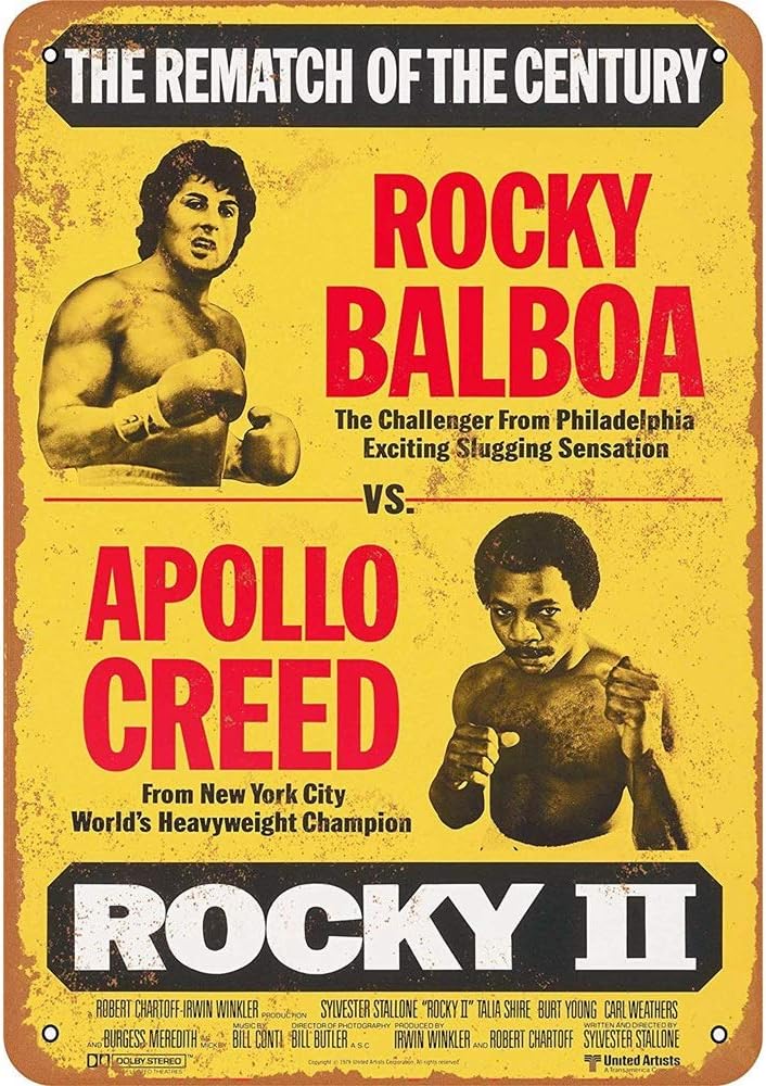 12" x 8" Gym Metal Sign, 1979 Rocky Balboa vs. Apollo Creed, The Rematch of The Century, Vintage Look Reproduction
