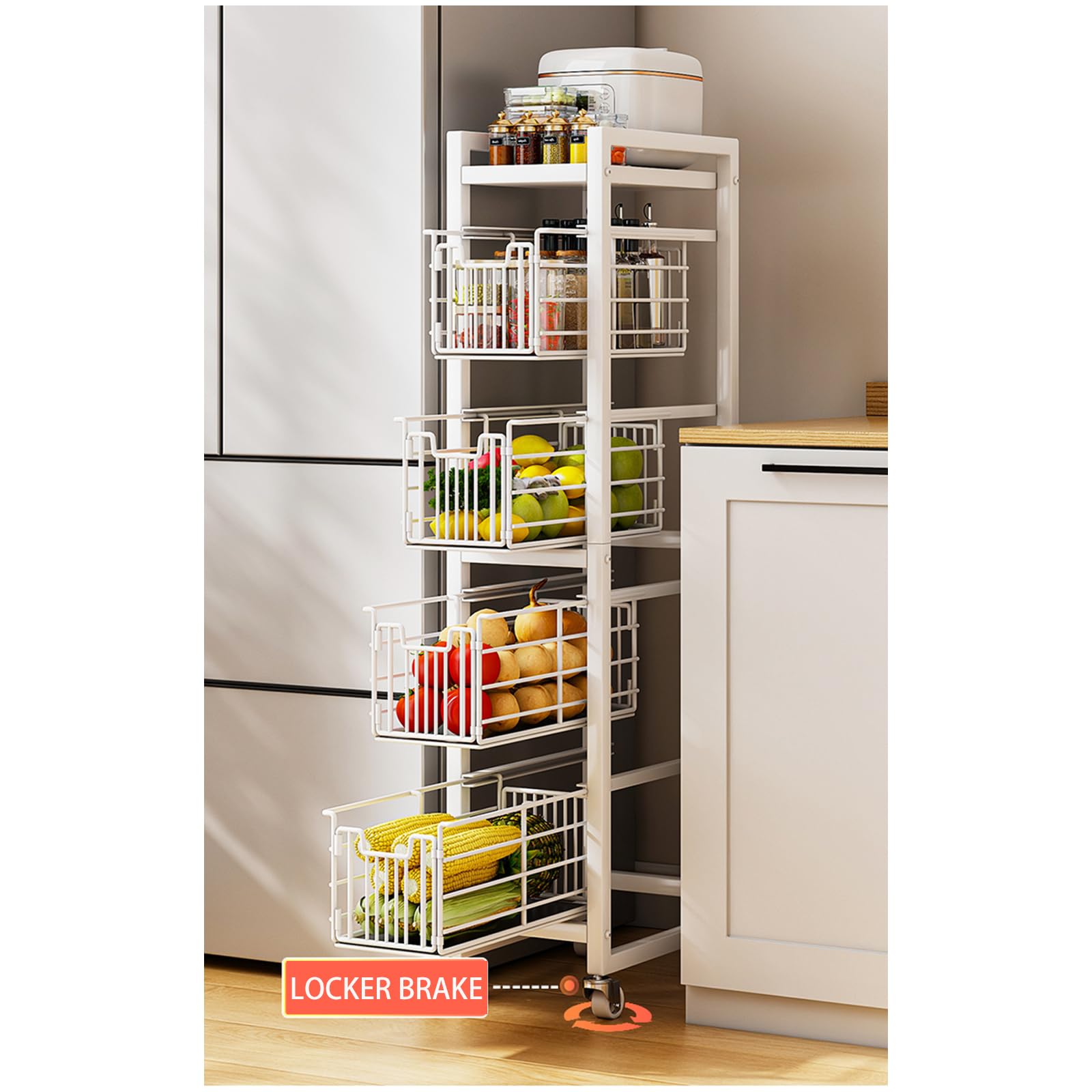 Chariot de Rangement Coulissant à 3 Niveaux - Chariot Utilitaire Universel en Métal pour Maison, Cuisine, Salle de Bain, Chambre à Coucher, Bureau, Salle de Classe, Barre de Fournitures de Nettoyage